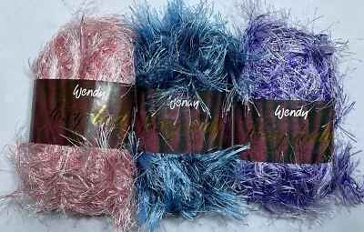Job Lot Knitting Yarn Wool 3x Ball WENDY Foxy Lady Fancy Eyelash Fur Mix KL8814 • £4.59