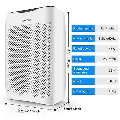 $89.99 • Buy Large Room 4 In 1 Air Purifier With Washable HEPA Filter Remove Odor Dust Smoke
