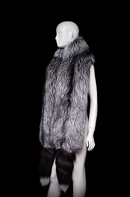 Genuine Natural Silver Fox Fur Huge Massive Oversize Boa Stole Scarf + Tails • $617.69