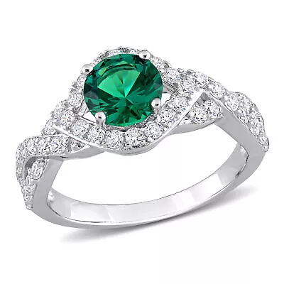 925 Sterling Silver 3CT TGW Green & White Cubic Zirconia Twisted Halo Ring • $255