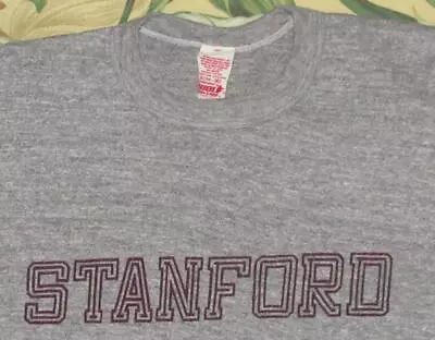 Vtg STANFORD Grey Rayon Tri Blend Short Sleeve T Shirt S/XS • $21.24