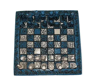 Mayan Chess Set VTG  Mini Hand Carved Chess Set Blue White • $49.50