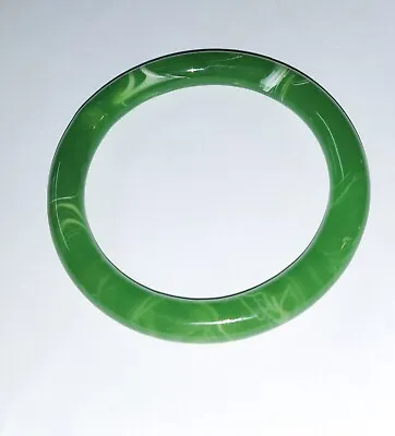 Vintage GREEN PEKING GLASS Marbled Bangle Bracelet  • $24