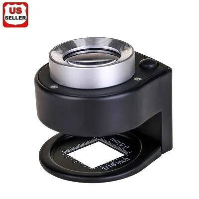 30X Loupe Magnifier With 6 Light Desktop Portable Metal Magnifier Folding Scale • $9.98