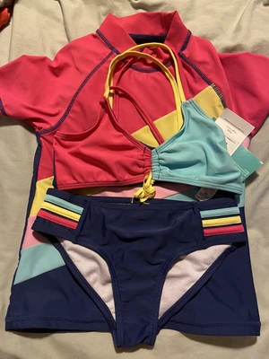 £7.99 • Buy Girls 'TU' UV-Protection Sun/Beach/Swim TOP & BIKINI SET, AGE 7 YEARS, BNWT