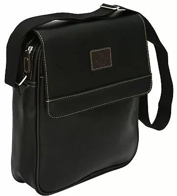 Pu Leather Look Unisex Mini Messenger Flight Bag Shoulder Side Business Case • £24.99