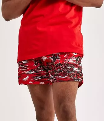 Men's Hugo Boss Springfish Swim Shorts - Medium - Red - Designer Swimming Trunks • $24.99