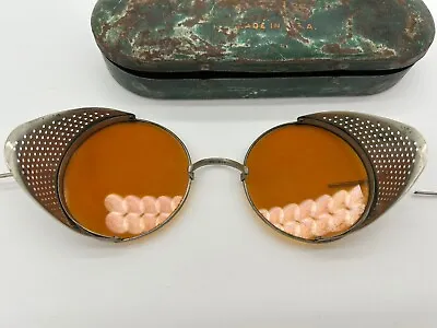 Antique Willson Sunglasses Goggles Vtg Rockabilly Steampunk Safety Glasses • $50