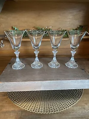 Set Of 4 Mikasa Crystal STRATTON Flared Bowl Wine Goblets Glasses 7 1/8  ~ NICE • $39.99