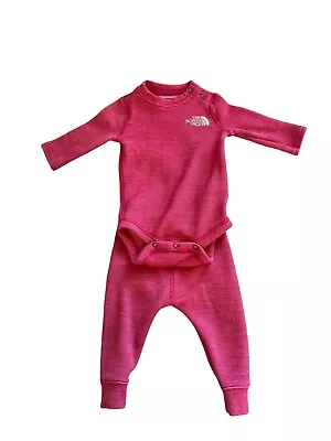 The North Face Baby Merino Wool Base Layer Two-piece Pink Outfit 3-6 Months • $22.99