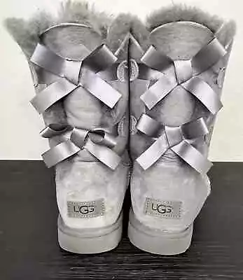 UGG Bailey Bow II Short Boots Size Women's 11 - Gray - Preowned • $45