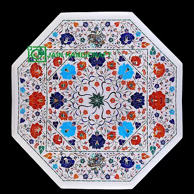 24'' White Marble Table Top Center Coffee Dining Inlay Pietra Dura Mosaic P9 • $918