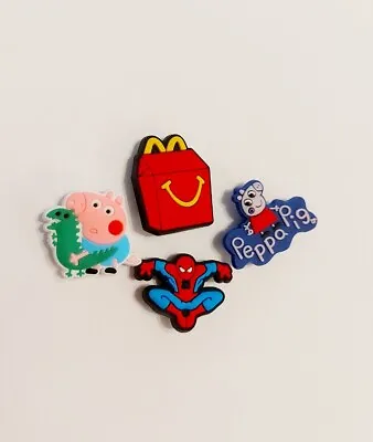 Croc Charms Kids Jibbitz Peppa Pig Spiderman Bundle Boys Gift Set Of 4 • £7