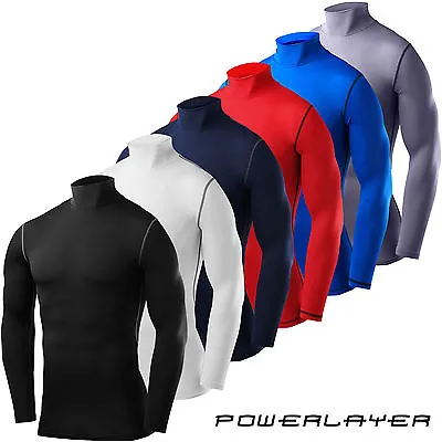 £16.99 • Buy Compression Base Layer Long Sleeve PowerLayer Mens Boys Mock Neck Gym Shirt