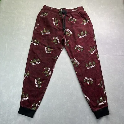 Hollister Christmas Maroon Pajama Pants Christmas Trees Size Medium PJ • £12.52