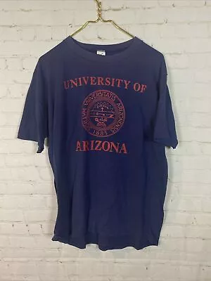 Vintage 80s The University Of Arizona Wildcats Crest Blue Size XL T-Shirt Tee • $24.99