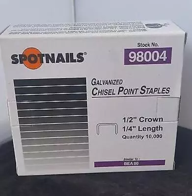 Spotnail Series 80-1/4 1/2  Crown 21 Ga Galvanized Upholstery Staples 10000/Box • $21.99