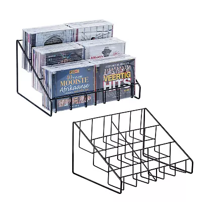 3-Tier Tabletop Black Metal CD Storage Stand Media Organizer Rack Set Of 2 • $41.99