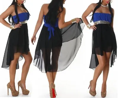 Sexy Ladies Mullet Chiffon Mini Dress Bandeau Sequin 34/36/38 Blue Black • $31.94