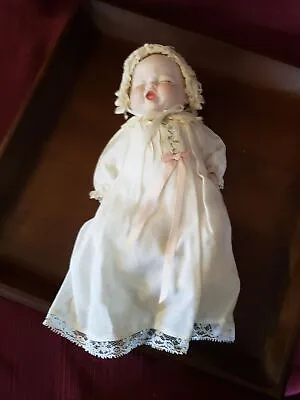 Vintage HM 74 10  Bisque Porcelain Jointed Crying Baby W/Faux Tears • $45