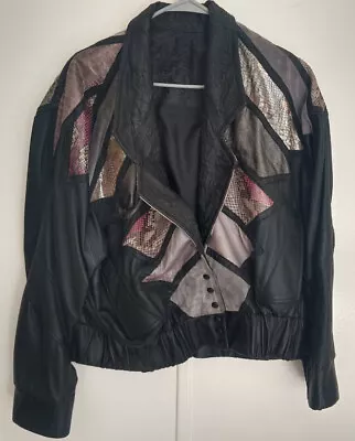 Gorgeous One Of A Kind Genuine Exotic Snake-Skin/Leather 90's Style Jacket! • $369.99