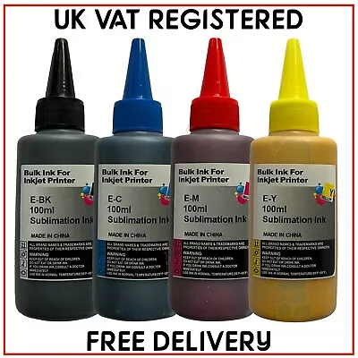 £25 • Buy Sublimation Ink For Epson Printers (Set Of 4, 100ml Bottles) Non-oem