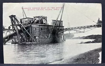 Postcard Mammoth Dredge Boat On   Big Ditch  Monona County Onawa Iowa • $12