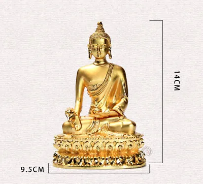 Handpainted Alloy Metal Gilt/Golden Bhagavan Bhaisajya Buddha Statue Of Wealth • $20.94