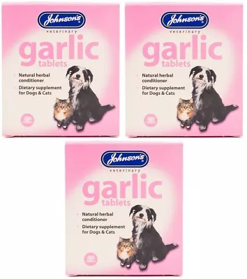 Johnsons Garlic Tablets 200 Bulk Buy - Dogs Cats Natural Herb Remedy Fleas Worms • £16.75