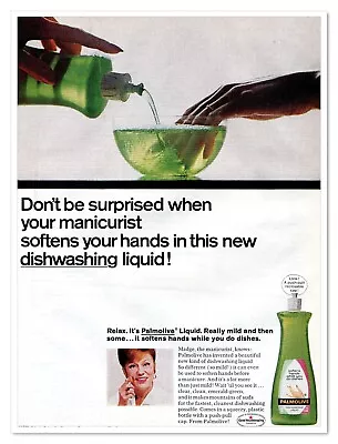 Palmolive Dishwashing Liquid Softens Hands Vintage 1968 Full-Page Magazine Ad • $9.70