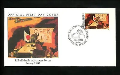 Marshall Is  WORLD WAR 2 ~ FALL OF MANILA TO JAPANESE FORCES  FDC 1992 ! • $2.99