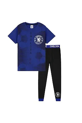 Chelsea Fc Kids Boys Pyjama Set - Bottoms And T-Shirt Short Sleeves Nightwear • £14.99