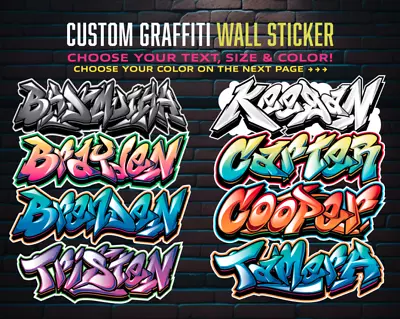 Custom Personalized Vinyl Graffiti Name Decal Sticker | Car Window Tumbler Wall • $15