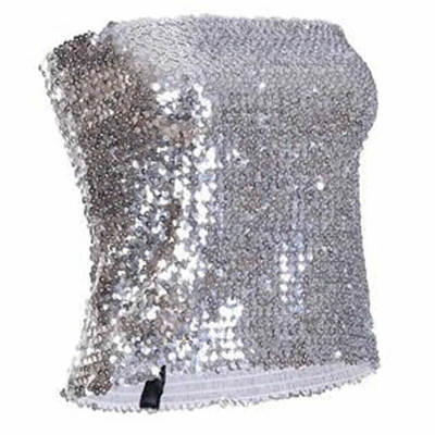 £15.99 • Buy Silver Sequin Shorts Long Boob Tube Columbia Hotpants 70s Disco Space Club Wear