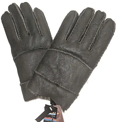 Men's Sheepskin Leather Fur Lined Gloves Black L • $35.20