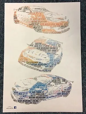 BTCC 2018 Autoaid Breakdown/RCIB Insurance Racing AMD MG6GT Word Art ~ A3 Poster • £7.50