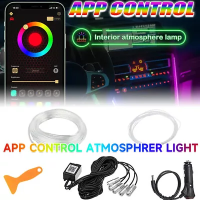 6M Car RGB Interior Ambient LED Strip Light APP Music Control Atmosphere Lamps • $16.77