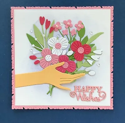 £1.99 • Buy Handmade  Card Topper..ladies Hand Holding A Bouquet Of Flowers & Sentiment.   C