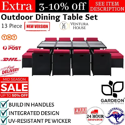 $1399.97 • Buy Gardeon Outdoor Furniture Dining Set Table And Chairs Rattan Wicker 13 Piece New