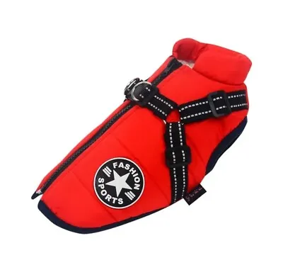 New Waterproof Winter Dog Jacket With Built Harness LARGE 3.5 - 5KG Red • £11.87