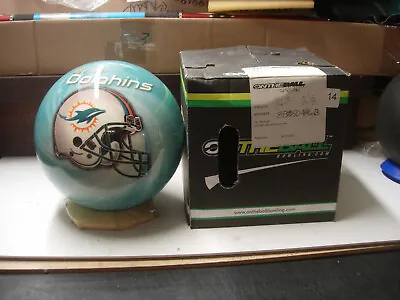 14# 4oz TW 2-1/8  NFL 2013 Miami Dolphins OTBB Viz A Ball Polyester Bowling Ball • $200