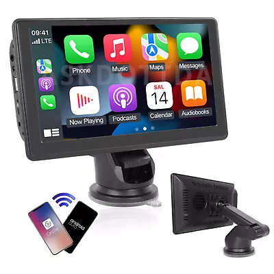 7  Wireless Apple CarPlay Android Auto Portable Car Stereo Radio GPS Head Unit • £42.99