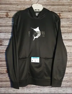 Men's XXL Reel Legends Hoodie Sweatshirt Black Hands-Free Pockets UPF 50 NEW • $22