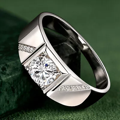 Moissanite Mens Ring Promise Ring For Him Sterling Silver Wedding Bands For Him • $44.99