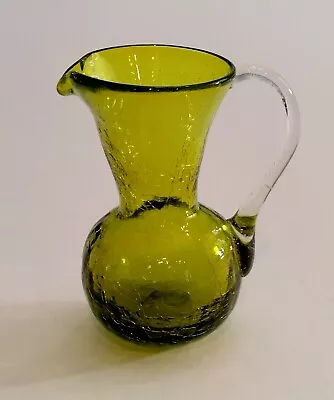 Vintage Pilgrim Crackle Glass Pitcher #766 Lemon-Lime 3-3/4” • $7.95