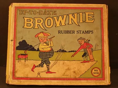 ~Antique 1895 Set Of 8 Wood Stamps Palmer Cox Brownie Figure ORIGINAL Box Game~ • $71.96