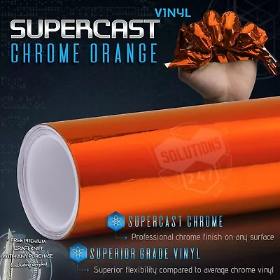 Supercast Flex Stretch Mirror Chrome Vinyl Wrap Sticker Roll Air Release Orange • $2.85