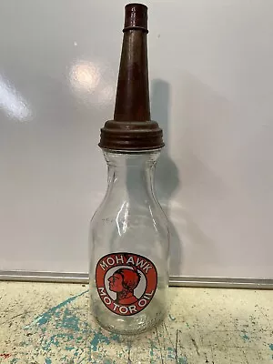 Mohawk Motor Oil Bottle Spout Cap Glass 1 Quart Vintage Style Gas Station • $19.99