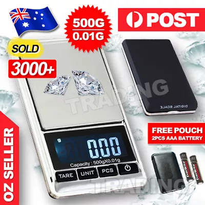 New 500g 0.01 DIGITAL POCKET SCALES JEWELLERY ELECTRONIC 10 Milligram Micro Gm • $12.95