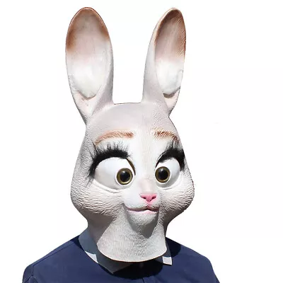 Masquerade Halloween Latex Scary Creepy Judy Rabbit Mask Costumes Party Cosplay • $32.99